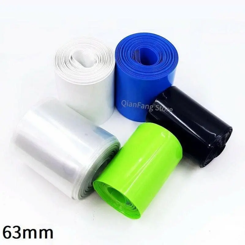 Pvc Heat Shrink Tube 63Mm Width Blue Clear Shrinkable Cable Sleeve Sheath Pack Cover For 18650 Lithium Battery Film Wrap 1