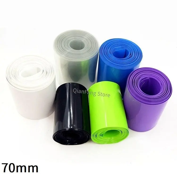 Pvc Heat Shrink Tube 70Mm Width Blue Multicolor Shrinkable Cable Sleeve Sheath Pack Cover For 18650 Lithium Battery Film Wrap 1