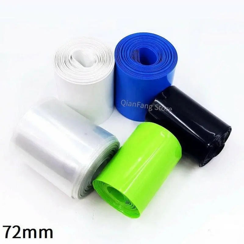 Pvc Heat Shrink Tube 72Mm Width Blue Clear Shrinkable Cable Sleeve Sheath Pack Cover For 18650 Lithium Battery Film Wrap 1