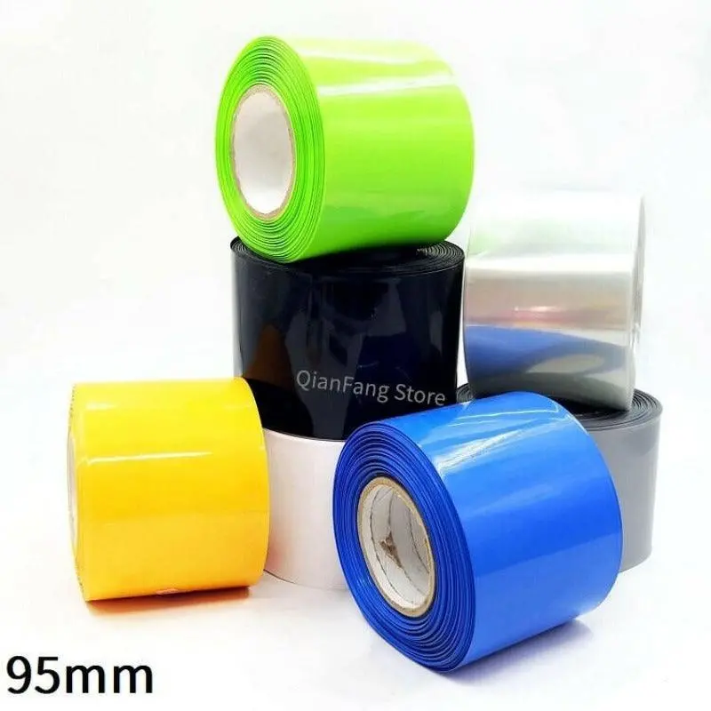 Pvc Heat Shrink Tube 95Mm Width Blue Multicolor Shrinkable Cable Sleeve Sheath Pack Cover For 18650 Lithium Battery Film Wrap 1