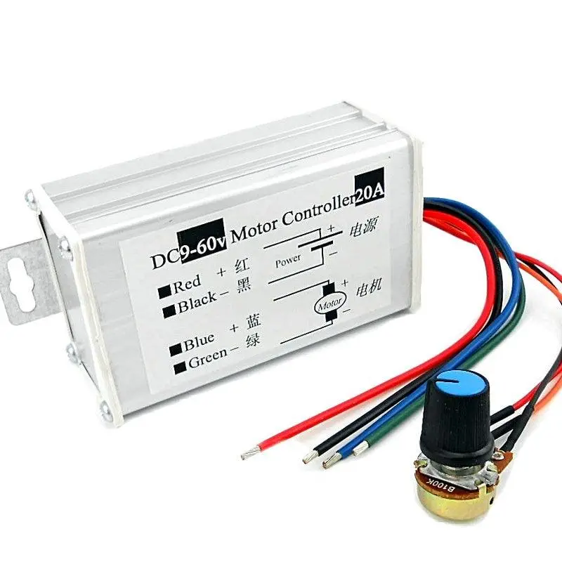Pwm Dc Motor Stepless Speed Controller 12V 24V 60V Max 20A 1
