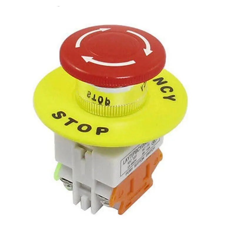 Red Mushroom Cap 1No 1Nc Dpst Emergency Stop Push Button Switch 1