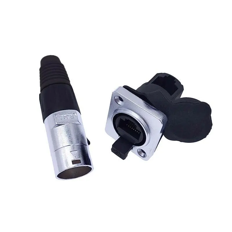 Rj45 Waterproof Connector Plug D Type Panel Mount Socket  Ip65 Ethernet Connectors 1