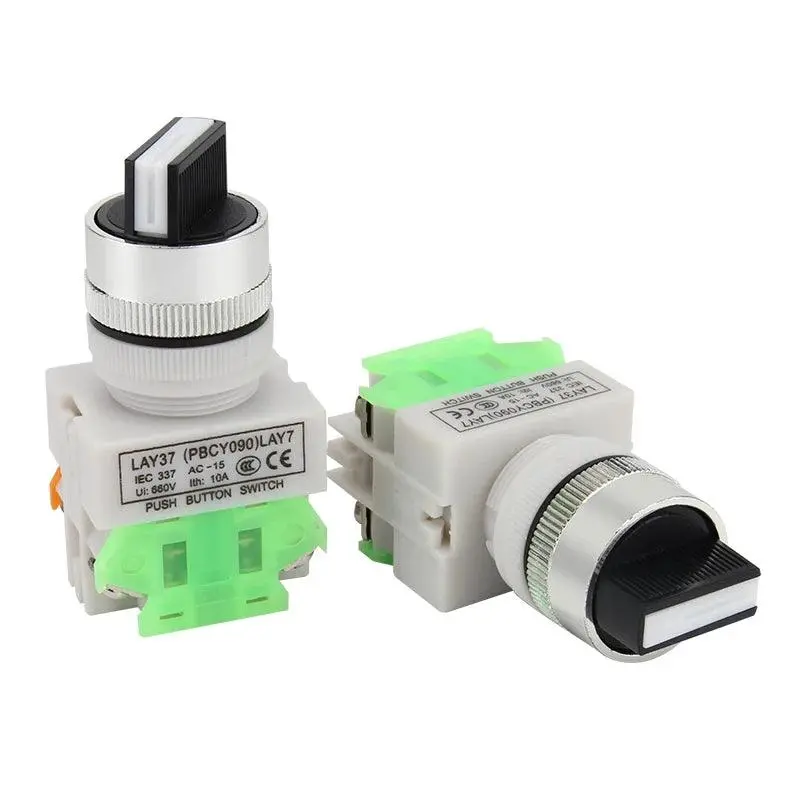 Rotary Switch Knob Button 22Mm 4 Screws Terminals 2 Way Small Size 2 Position On-Off Lay7 Lay37 Y090-11X2 1