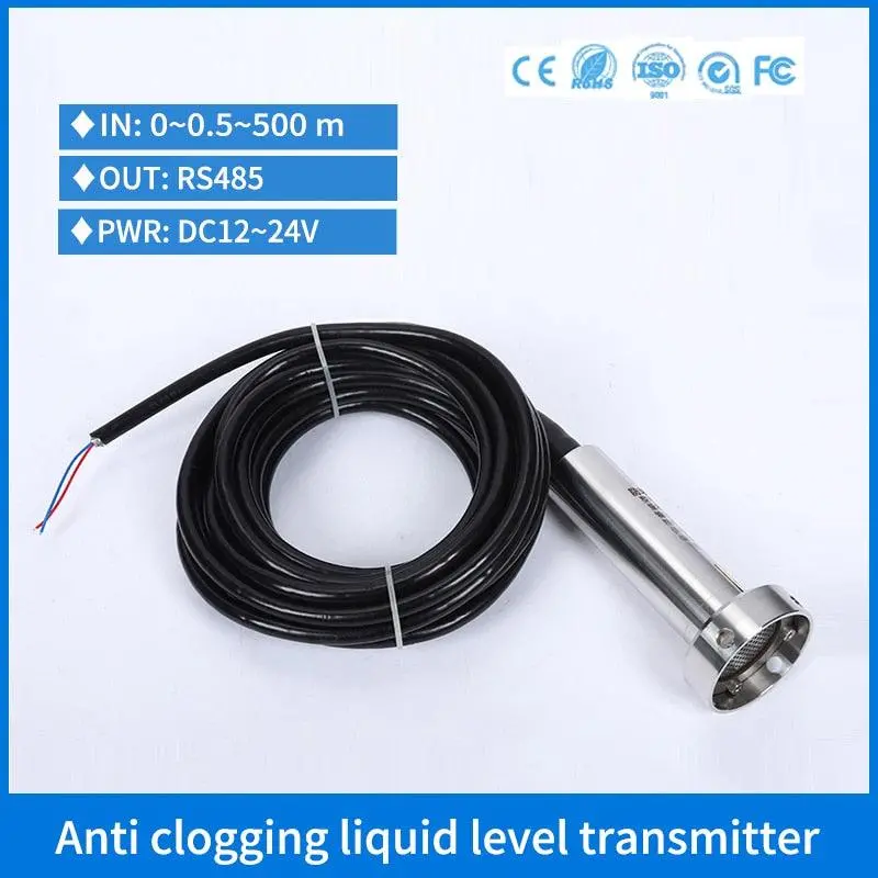 Rs485 Underground Slurry Tank Liquid Level Transmitter Submersible Anti Blocking Sewage Water Level Sensor 50M 1