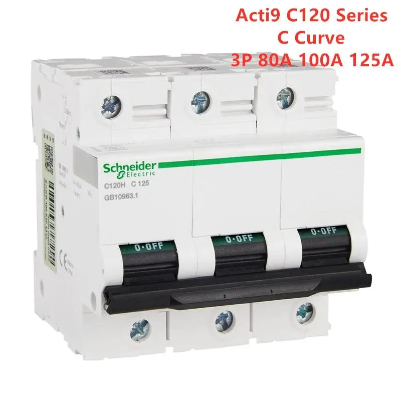 Schneider Electric Acti 9 C120 3P Ac Miniature Circuit Breaker C Curve 80A 100A 125A 1