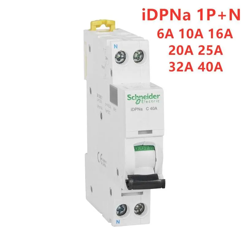 Schneider Electric Acti 9 Idpn 1P+N Miniature Circuit Breaker C Curve 6A 10A 16A 20A 25A 32A 40A Idpna Mcb Air Switch 1