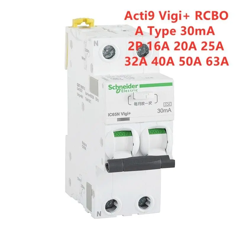 Schneider Electric Acti9 Vigi+ Rcbo 2P 30Ma A Type Residual Current Breaker With Overcurrent Protection 1