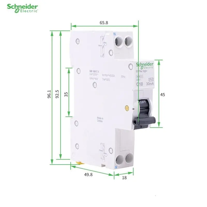 Schneider Electric Idpn Vigi+ 1P+N Leakage Circuit Breaker 30Ma Residual Current Operation Protection Device 10A 16A 20A 25A 32A 3
