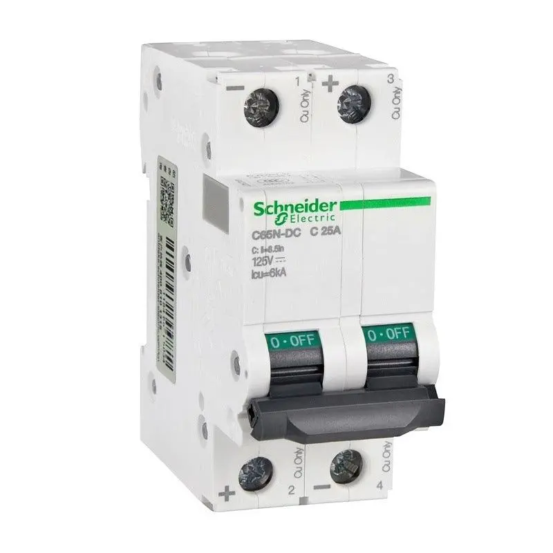 Schneider Electric Multi 9 C65n-Dc Mcb 2P Dc Miniature Circuit Breaker C 1A 2A 4A 6A 10A 16A 20A 25A 32A 40A 50A 63A 2