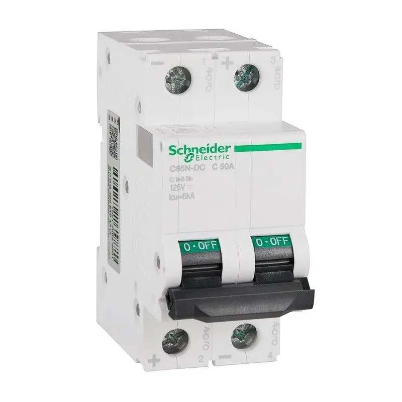 Schneider Electric Multi 9 C65n-Dc Mcb 2P Dc Miniature Circuit Breaker C 1A 2A 4A 6A 10A 16A 20A 25A 32A 40A 50A 63A 3
