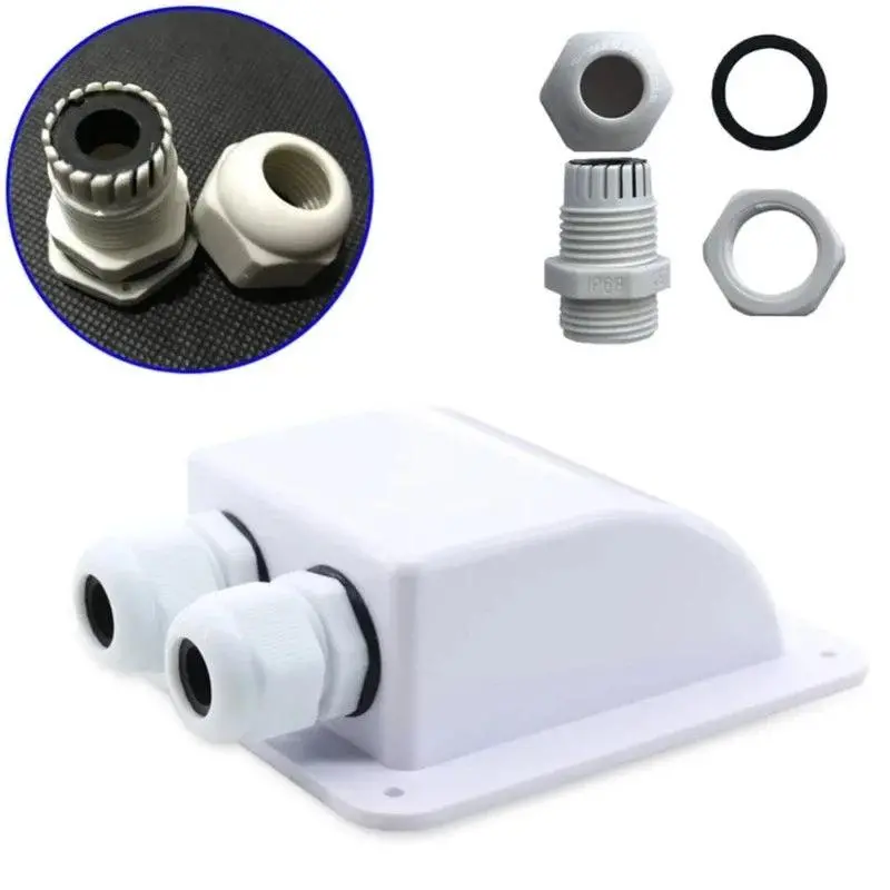 Single/Double Wire Entry Gland Box Solar Panel Roof Wire Entry Gland Box Cable Motorhome White Black Rv Yacht Car Accessories 1