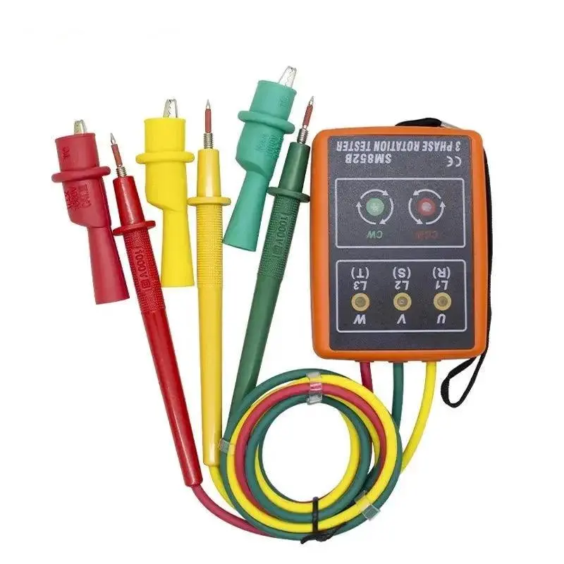 Sm852b 3 Phase Rotation Tester Digital Phase Indicator Detector Led Buzzer Phase Sequence Meter Voltage Tester 60V~600V Ac 1