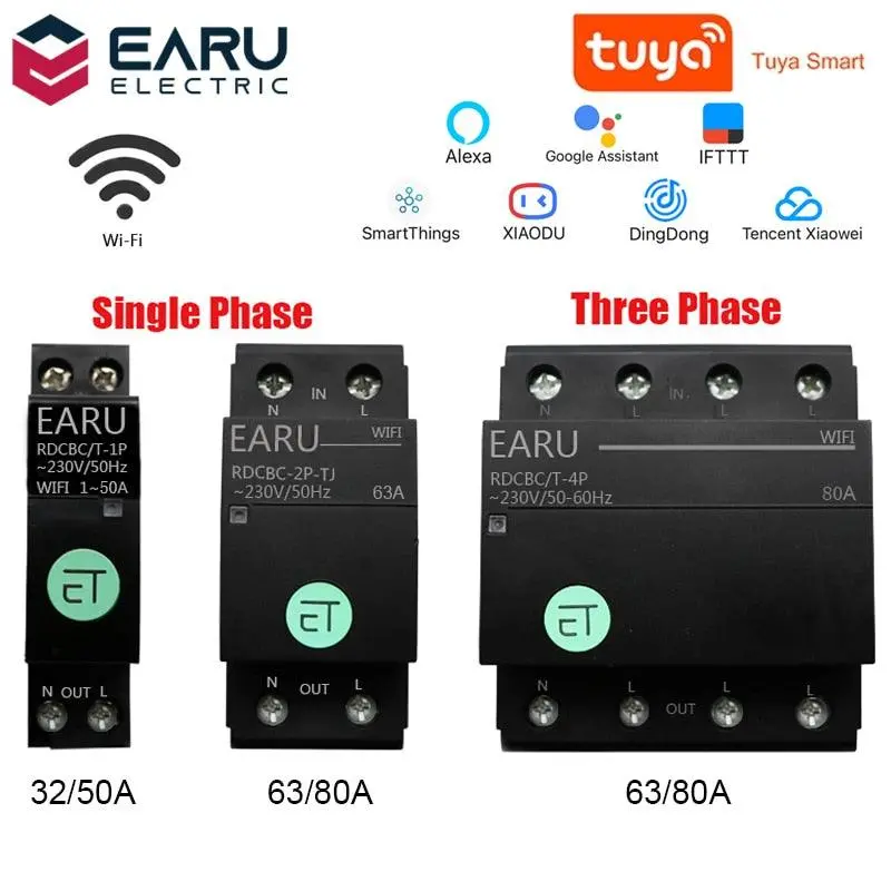 Smart Wifi Circuit Breaker Time Timer Relay Switch Smart Home House Voice Remote Control By Tuya App Work With Alexa Google Home 1