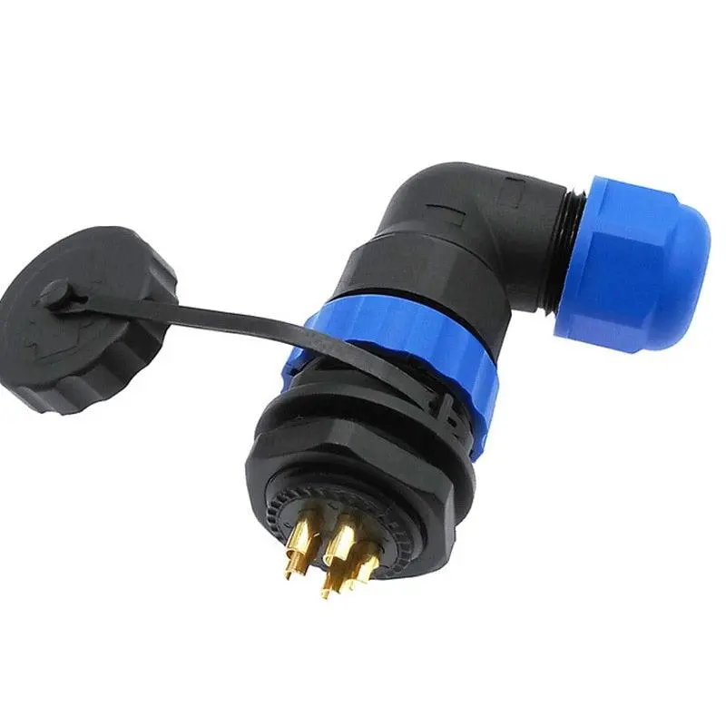 Sp20 90 Degree Elbow Waterproof Connector 1Pin 2Pin 3/4/5/6/7/8/9/10/12/14Pin Ip68 Industrial Power Angle Connectors 1