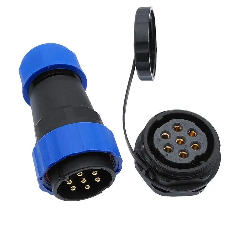 Sp28 Straight Waterproof Connector 2 Pin 3/4/5/6/7/8/9/10/12/14/16/19/22/24/26Pin Ip68 Threaded Socket 6