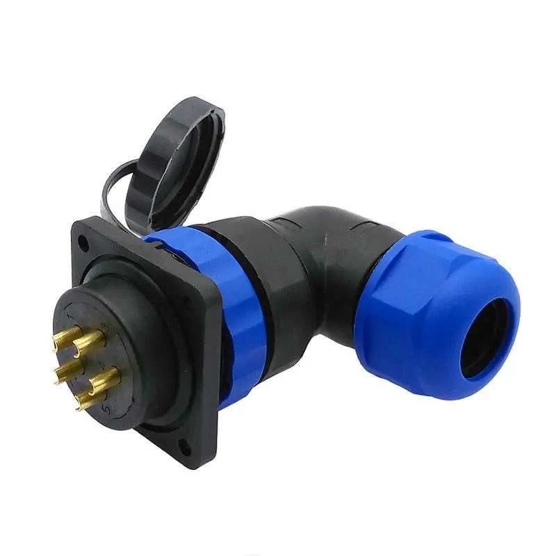 Sp28 Waterproof Connector 2 Pin 3/4/5/6/7/8/9/10/12/14/16/19/22/24/26Pin Ip68 Flange Socket  Angle Connectors 90 Degree Elbow 1