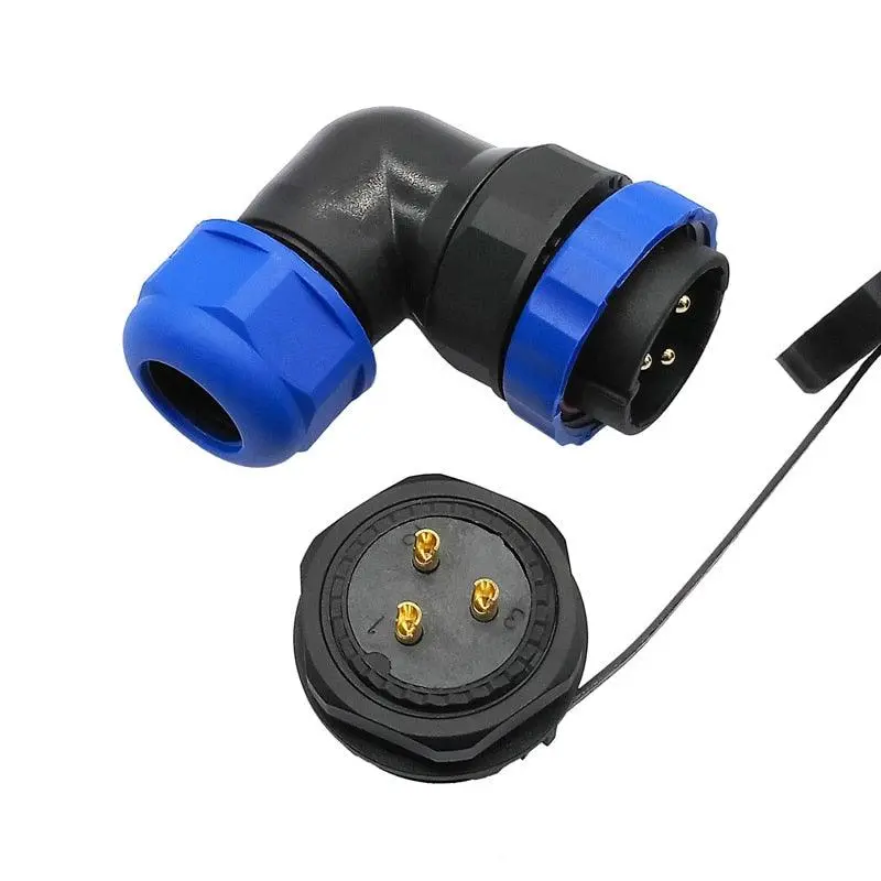 Sp28  Waterproof  Ip68 Cable Connector 2Pin 3/4/5/6/7/8/9/10/12/14/16/19/22/24/26Pin Angle Connectors 90 Degree Elbow 1