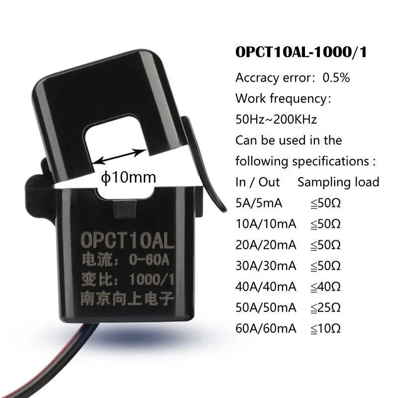 Split Core Current Transformer Ferrite Core Opct10al 5A:2.5Ma 1:2000 2