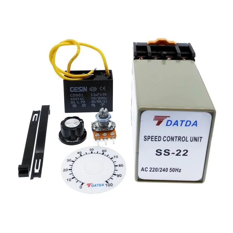 Ss-22 Ac Motor Speed Controller 220V 50Hz Speed Regulator With  20K Ohm Potentiometer+Capacitor+Dial 1