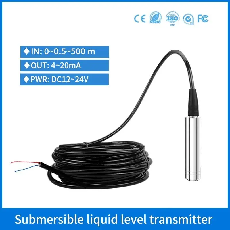 Submersible Liquid Level Sensor Water Tank Pressure Transmitter 4-20Ma Hydrostatical Water River Level Transmitter 1