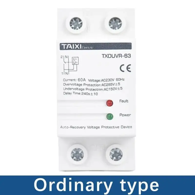 Taixi- Ac230v 40A 63A Din Rail Automatic Reconnect Over /Under Voltage Protecor 3