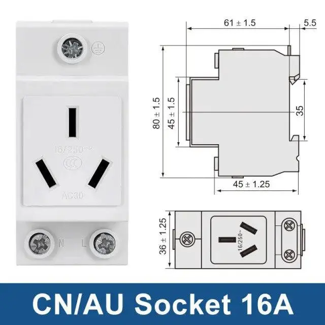 Taixi- Din Rail Socket 250V 16A Industrial Socket Uk Us Fr Eu Au It Optional 3