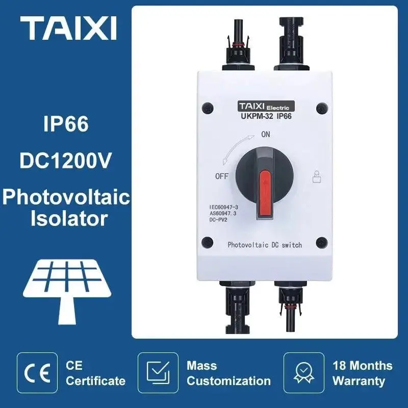 Taixi- Photovoltaic Ip66 Electrical Isolator Solar Switch| Dc Switch 1000V 1200V 2