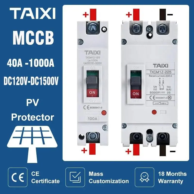 Taixi- Solar Mccb 500V 1000V 1500V Dc Photovoltaic Circuit Breaker 1