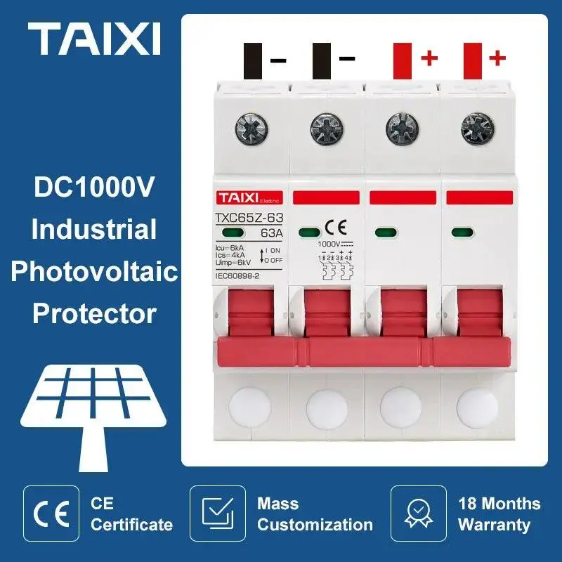 Taixi- Solar Photovoltaic Dc Circuit Breaker Mcb 4P/1000V 1