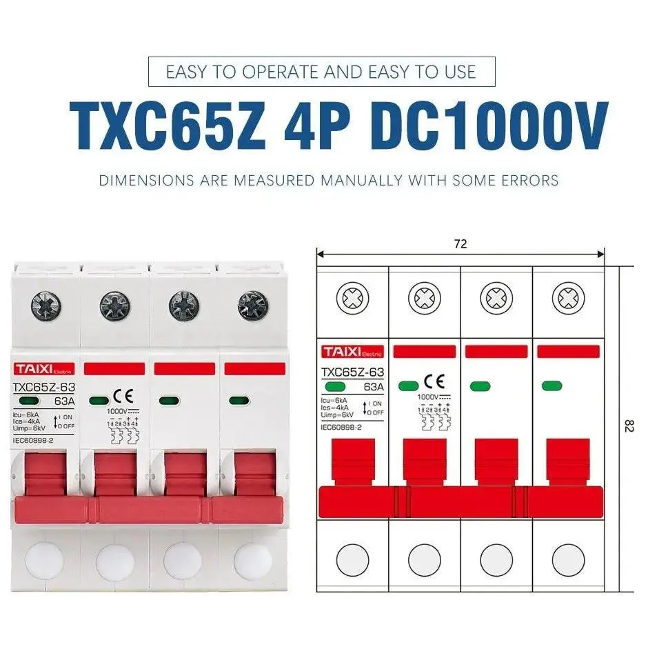 Taixi- Solar Photovoltaic Dc Circuit Breaker Mcb 4P/1000V 5