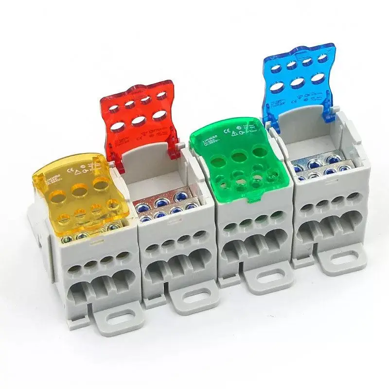 Terminal Block Ukk80a Electric Wire Connector 1 In Many Out Din Rail Distribution Wiring Accessories Blue Yellow Green Red 1