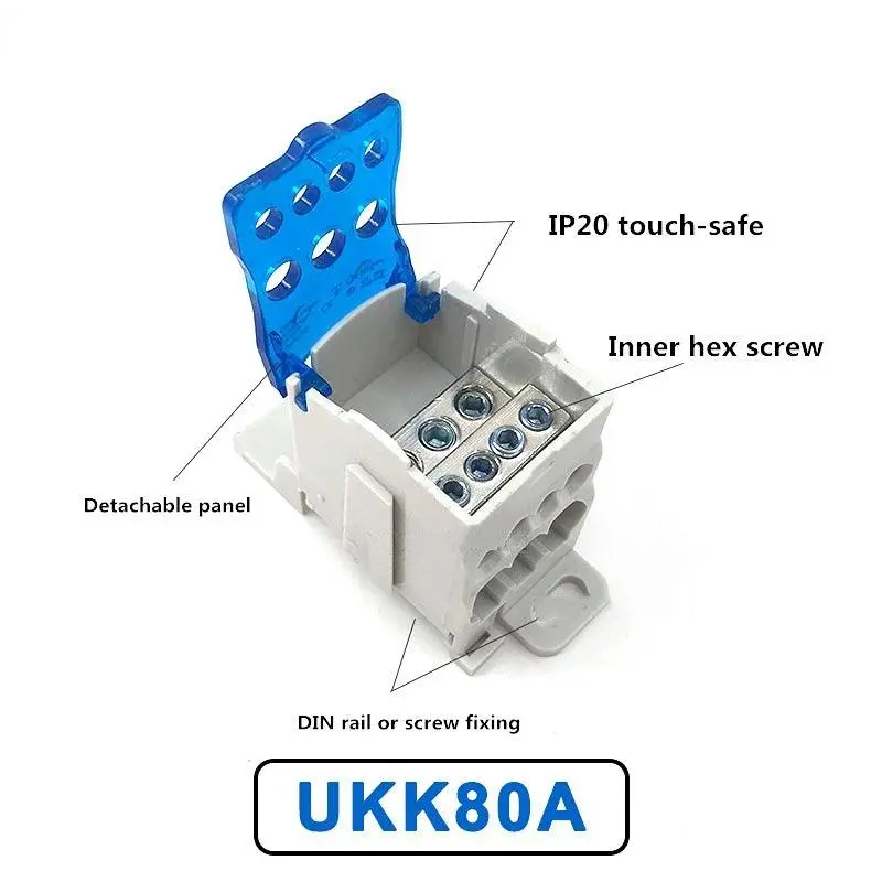 Terminal Block Ukk80a Electric Wire Connector 1 In Many Out Din Rail Distribution Wiring Accessories Blue Yellow Green Red 3