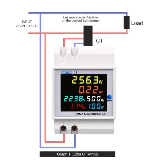 Tomzn- Din Rail Ac Monitor 6In1- 100A Frequency Meter| 40-300V/ 250-450V Optional 3