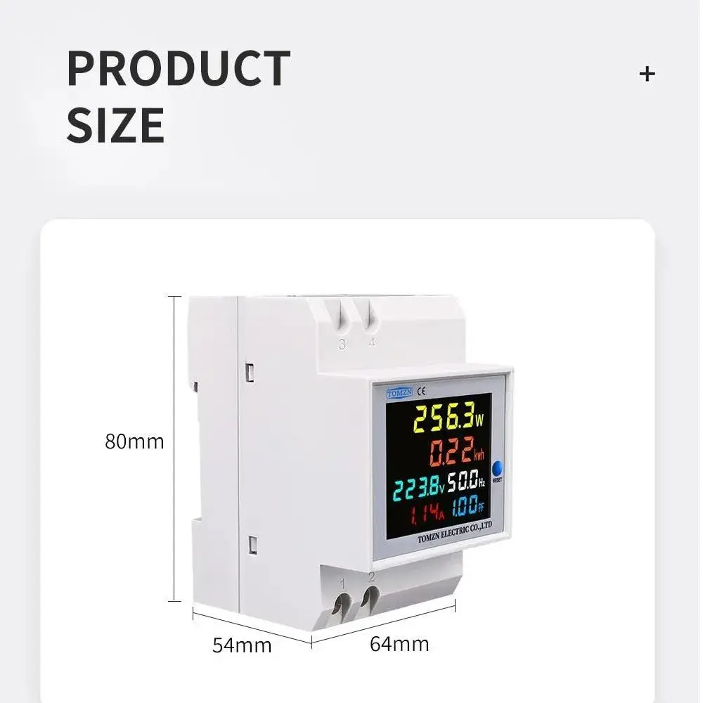 Tomzn- Din Rail Ac Monitor 6In1- 100A Frequency Meter| 40-300V/ 250-450V Optional 3