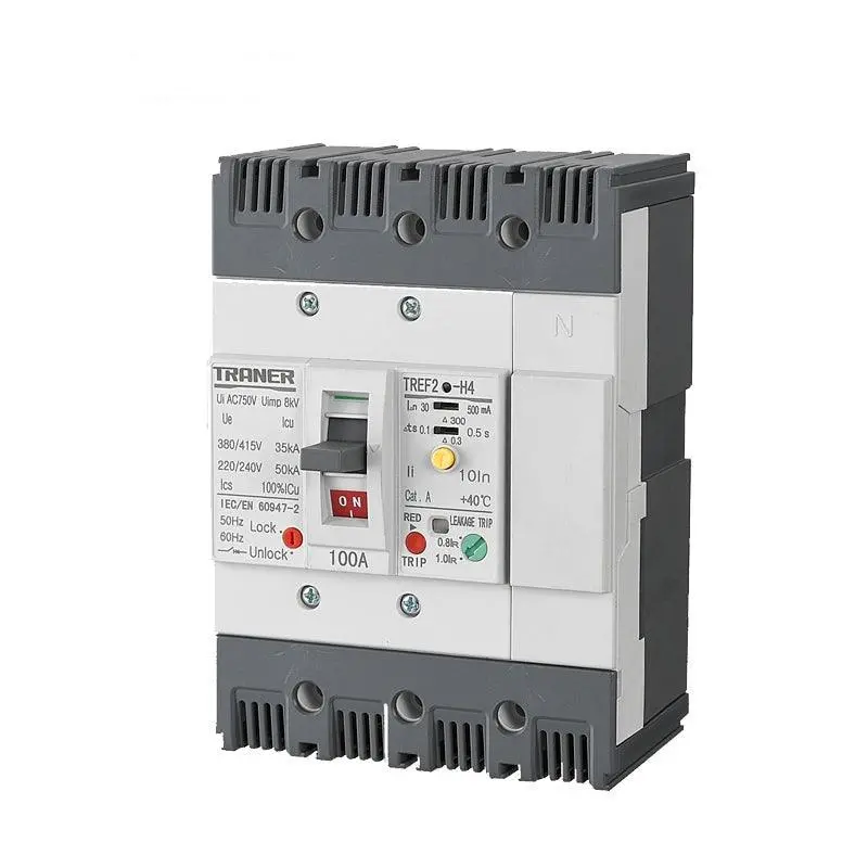 Tref2-125-4P 3 Phase Rcbo Mccb With Rcd 100A 4 Pole 30Ma~500Ma Adjustable 1
