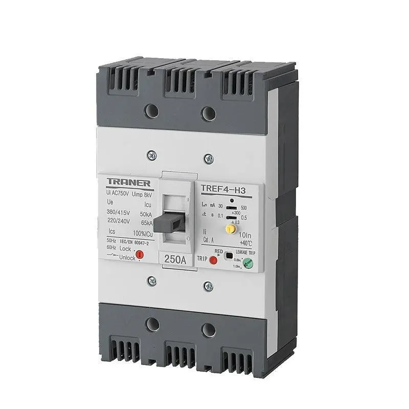 Tref4-250H 3 Phase Rcbo Mccb With Elcb 200 Amp 30Ma~500Ma Adjustable 1