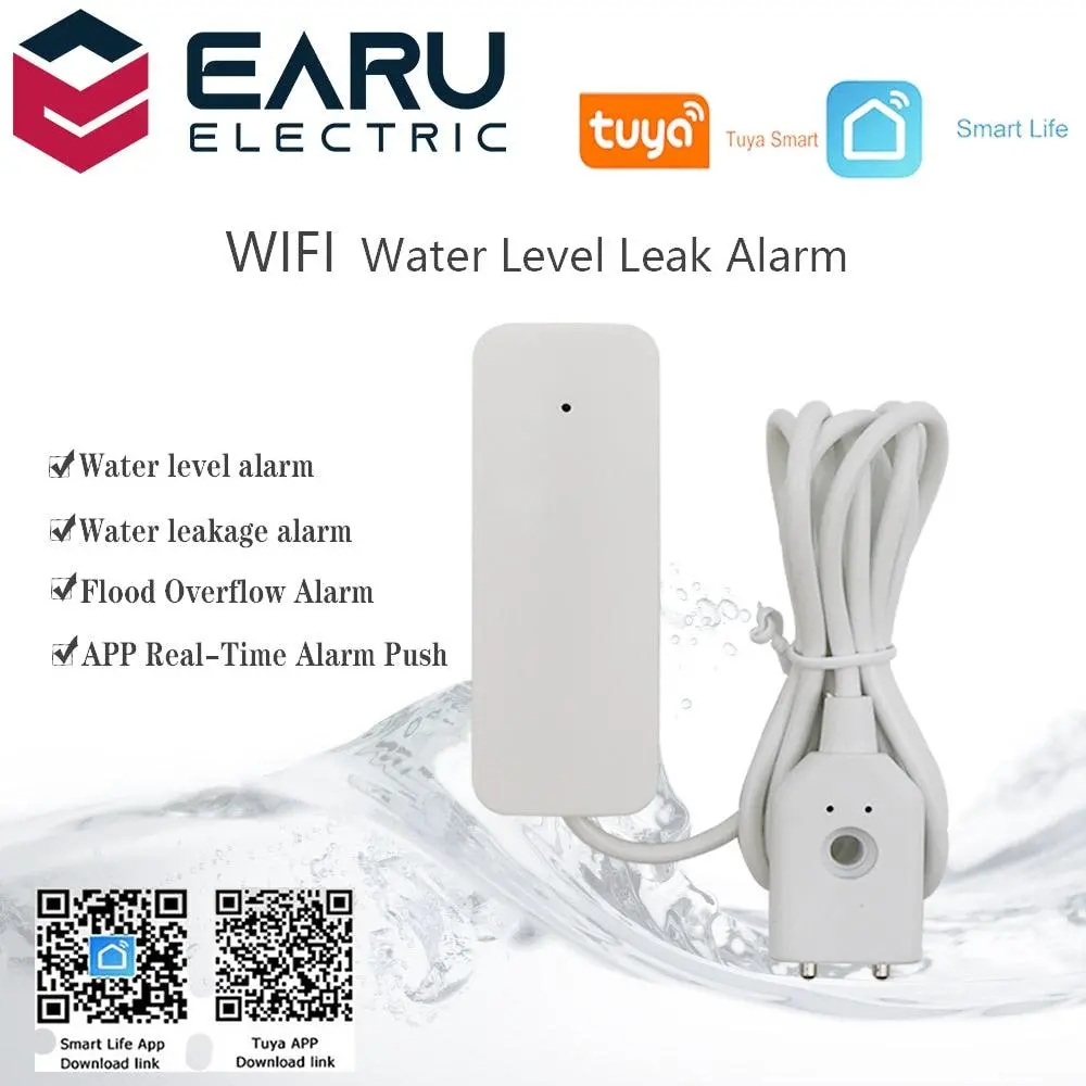 Tuya App Home Alarm Wifi Water Leakage Alarm Independent Water Level Leak Sensor Detector Flood Overflow Security Alarm System 1