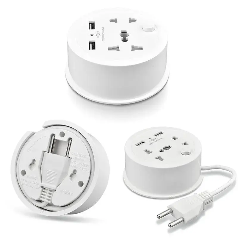 Universal Socket 2 Usb Charging Port Power Strip Electric Socket 1.4 Meter Tension Cord Easy To Carry Sockets 1
