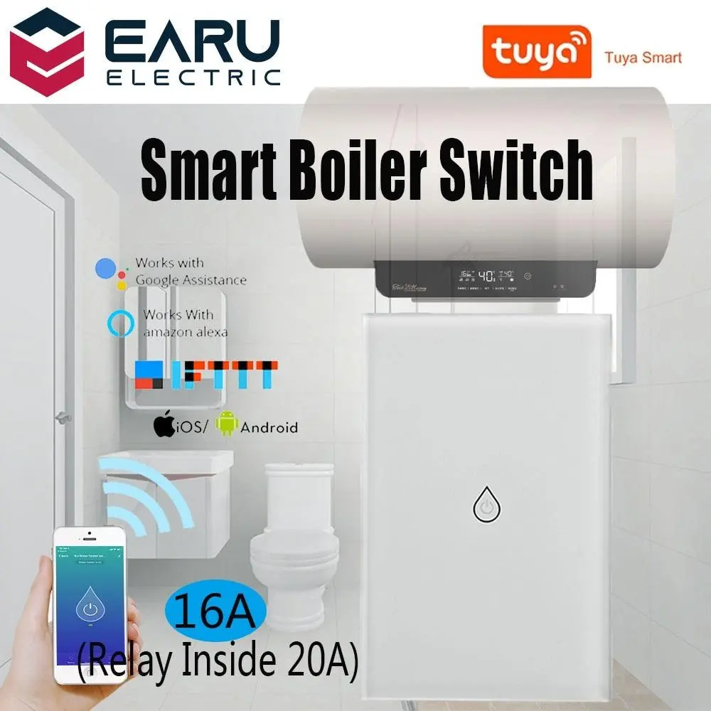 Us 16A Wifi Smart Timer Panel Wall Boiler Water Heater Wall Touch Switch Smart Life Tuya Voice Remote Control Alexa Google Home 1