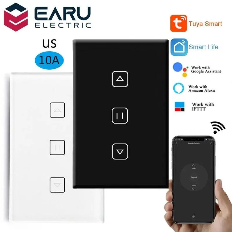 Us Wifi Smart Timer Glass Wall Touch Curtain Switch Controller Roller Shutter Electric Motor Tuya Smart Life Google Home Alexa 1