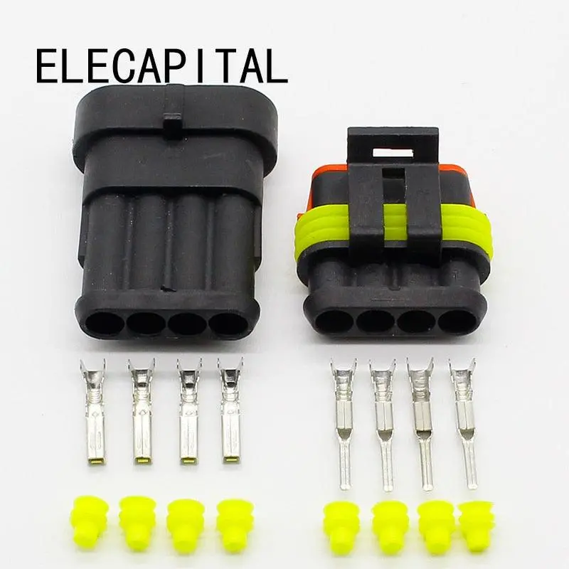 Wholesale 5 Sets New Car Auto 4 Pin Way Sealed Waterproof Electrical Wire Connector Plug Set 1