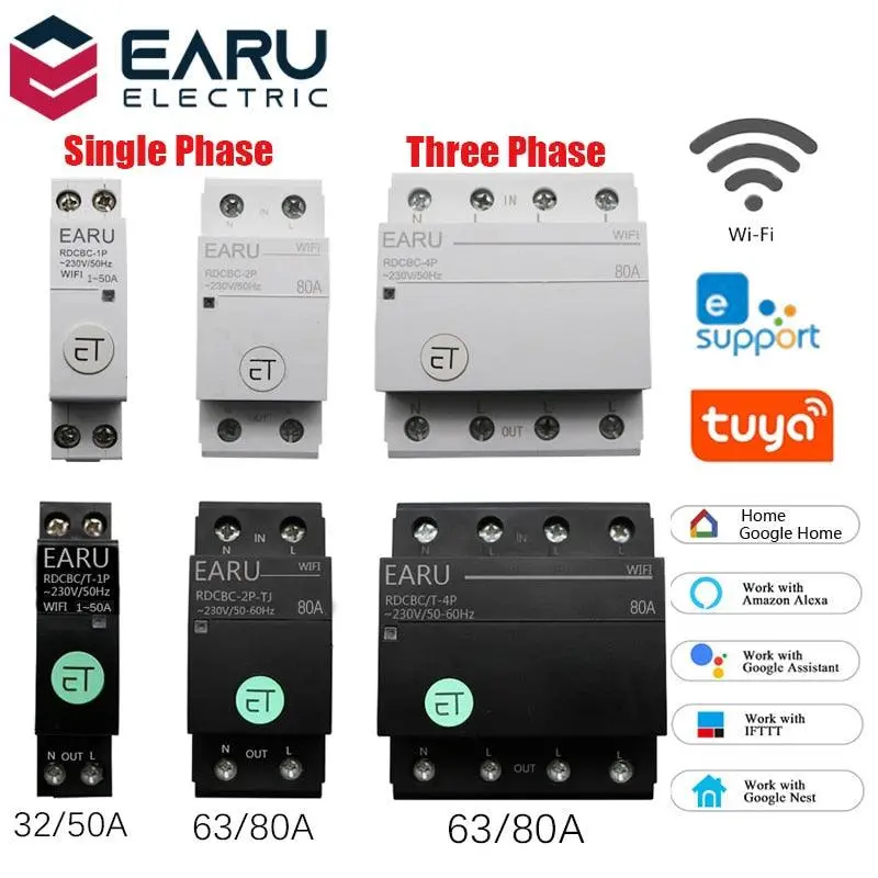 Wifi Circuit Breaker Smart Time Timer Relay Switch Voice Remote Control By Tuya Ewelink App Smart House Amazon Alexa Google Home 1