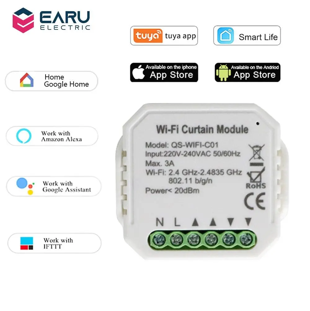 Wifi Smart Curtain Switch Module Roller Blinds Shutter Motor By Smart Life Tuya App Remote Control Work With Alexa Google Home 1
