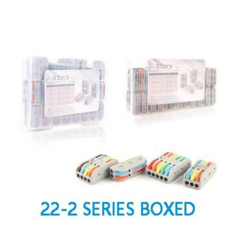 Wire Connectors Boxed Quick Push-In Conductor Terminal Block 222 Spl- 2/3/4/5 Pin Universal Cable Splitter Electrical Connector 1