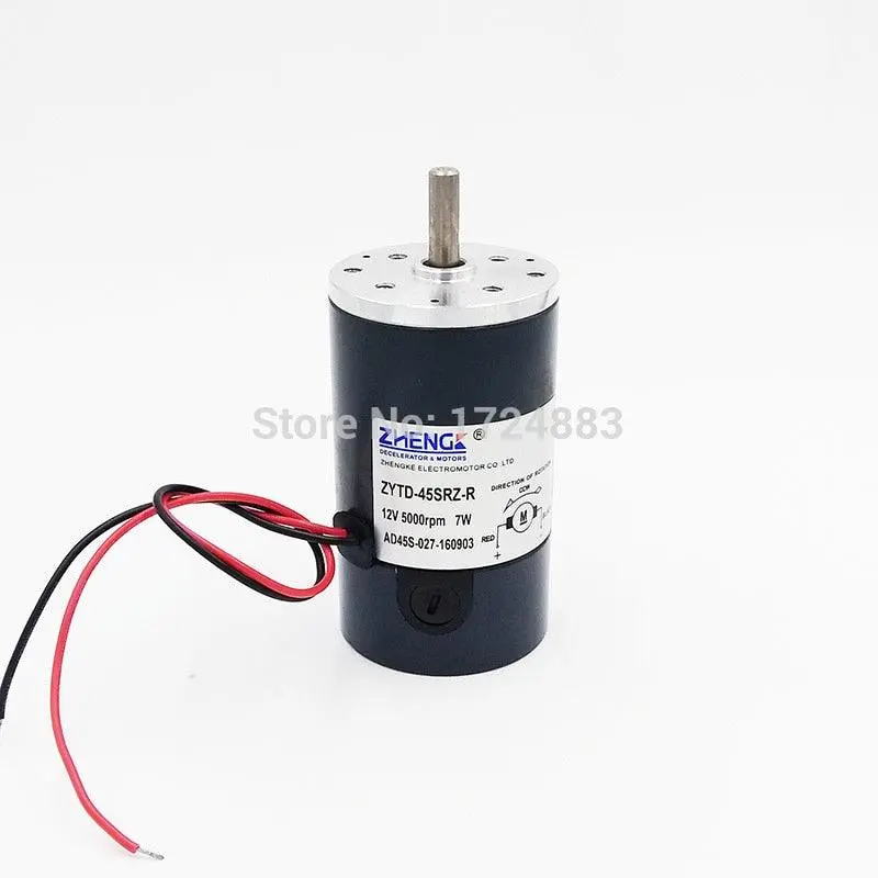 Zhengke Zytd-45Srz-R 45Mm 12V/24V Dc Motor Round Shaft 2000Rpm3000rpm4000rpm5000rpm 7W/8W 1