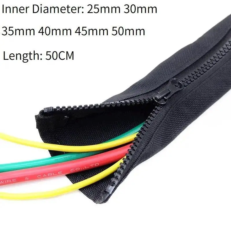 Zipper Cable Sleeve Flexible Nylon Cable Sock/ 25-50Mm Optional 1