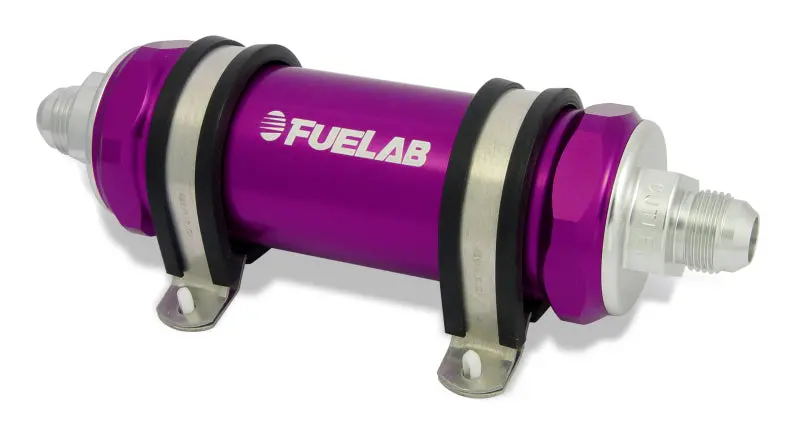 Fuelab 828 Stainless Steel In-Line Fuel Filter – 6An Fittings, 40-Micron, Purple Anodized 1