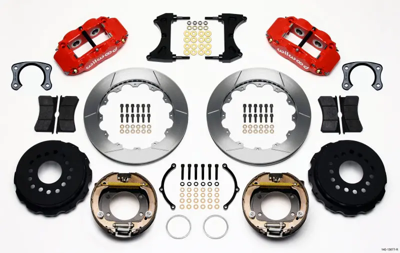 Wilwood Superlite 4R Rear Parking Brake Kit For Big Ford – 12.88" Red Rotors, New-Style Staggered Mount 1