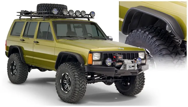 Bushwacker Flat-Style Flare Kit For 1984–2001 Jeep Cherokee – 4-Piece, Matte Black 1